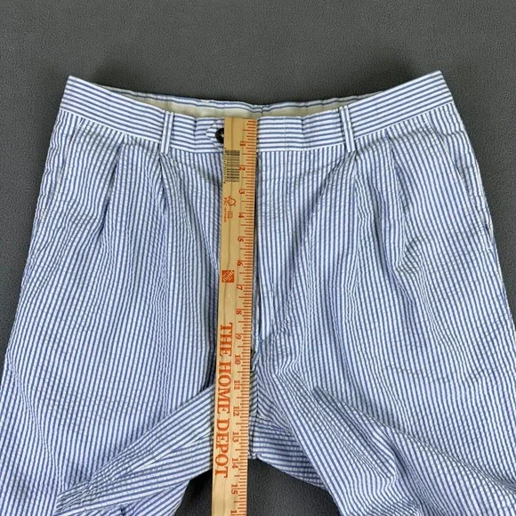 Berle‎ Shorts Mens 34 Regular Blue Hickory Seersucker Pleated Prep Trad Outdoor - Picture 8 of 9